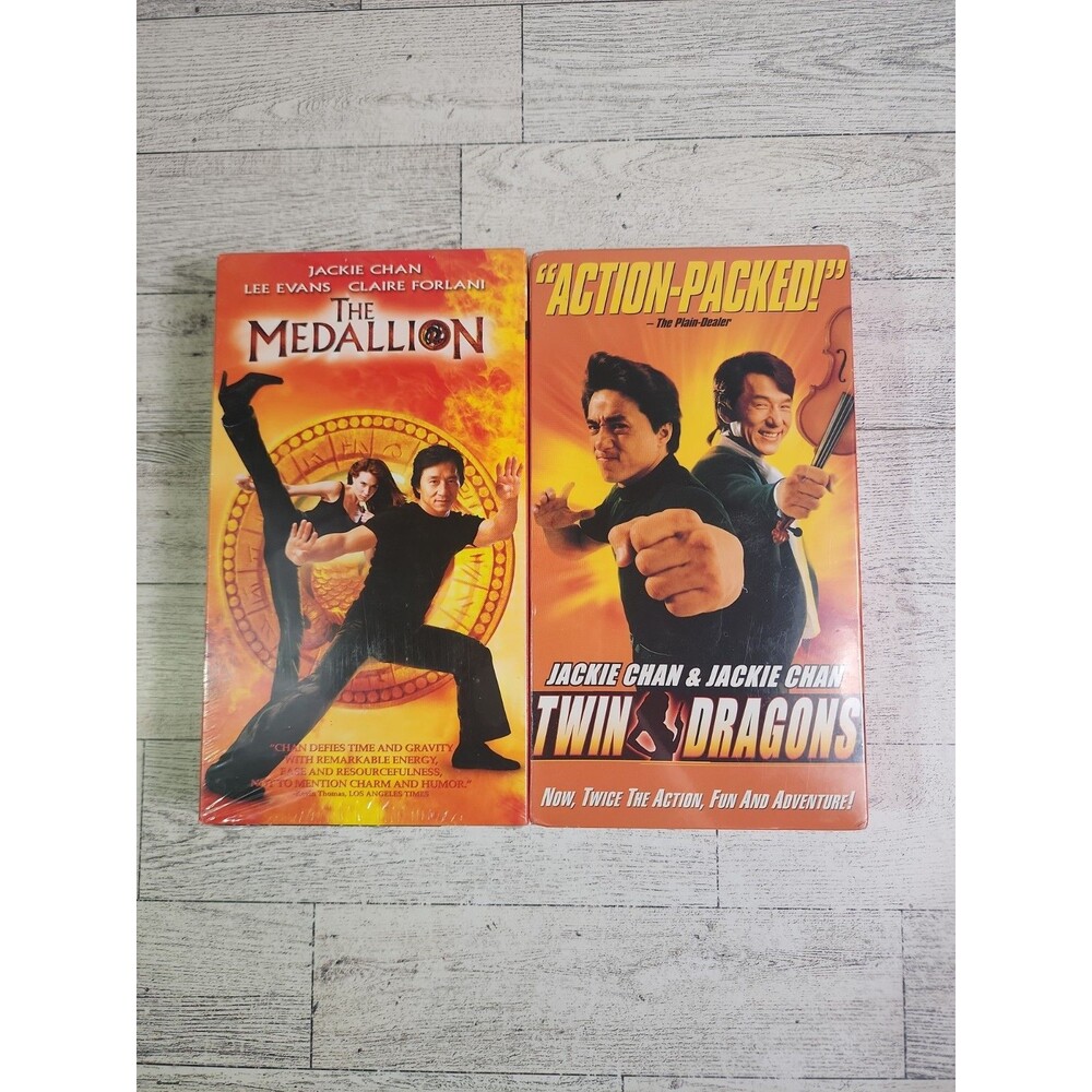 NEW Jackie Chan Vintage VHS Lot "Twin Dragons" & "The Medallion" FACTORY SEALED